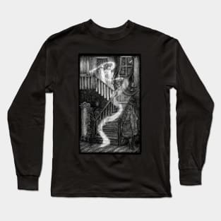 A Haunted House Ink Illustration Long Sleeve T-Shirt